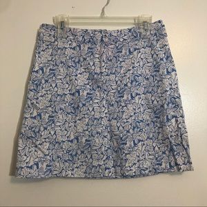 Blue and White Floral Skort with Pockets Size 8